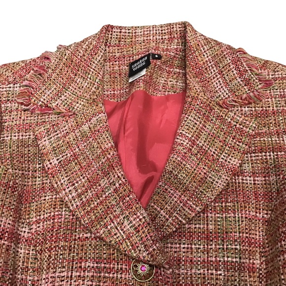 Vintage Sharon Young 2 pc Jacket & Shirt Set Silk‎ Lined Tweed Size 6 - Picture 3 of 12